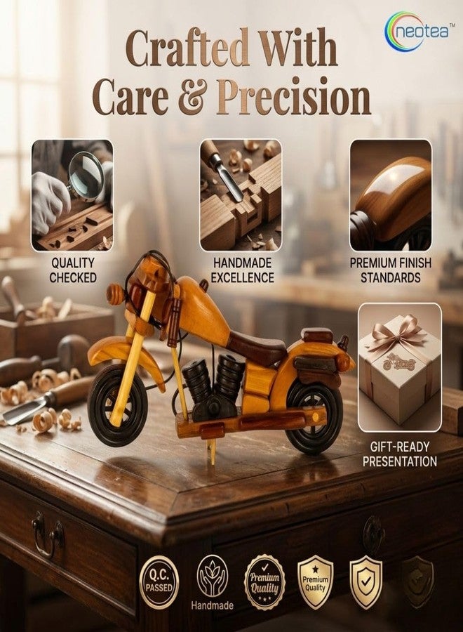neotea Wooden Bike with Side Stand Multicolored 8 Inch Pack of 1 - Image 5