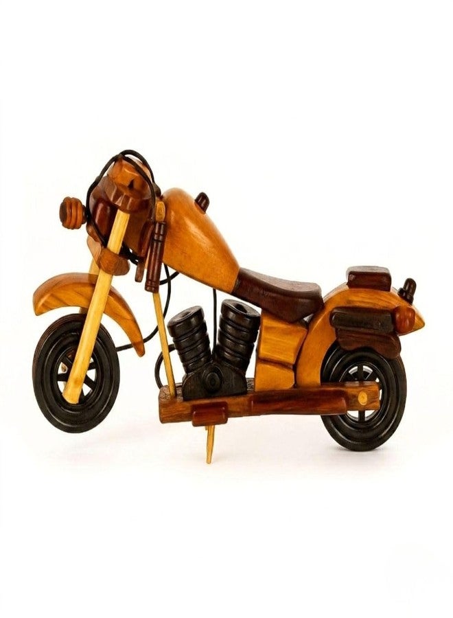neotea Wooden Bike with Side Stand Multicolored 8 Inch Pack of 1 - Image 1
