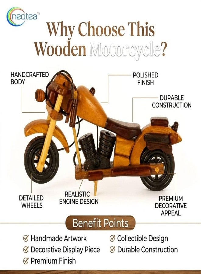 neotea Wooden Bike with Side Stand Multicolored 8 Inch Pack of 1 - Image 2