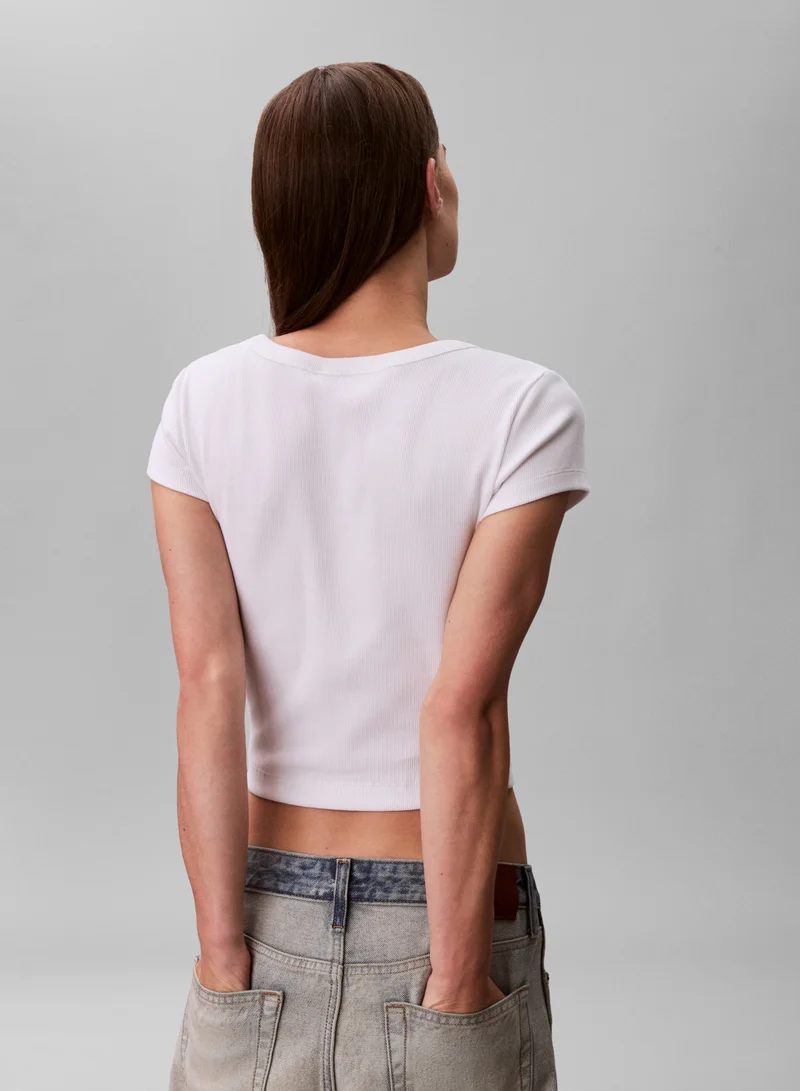 Calvin Klein Jeans Brilliant White Woven Label Baby T-Shirt for Women | Best Price UAE