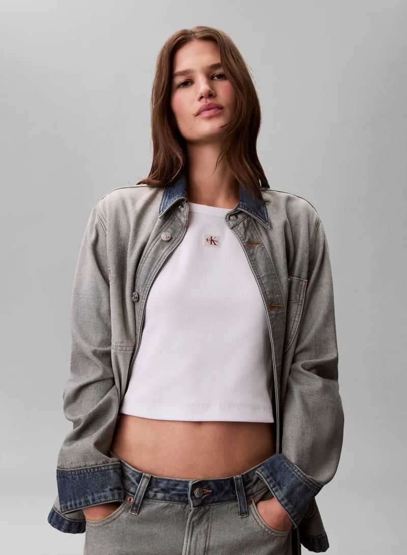 Calvin Klein Jeans Brilliant White Woven Label Baby T-Shirt for Women | Best Price UAE