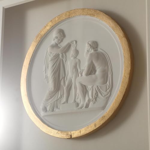 Jhumeg Sculpture Wall Art,French Vintage Decor with Framed,Aesthetic Gold Paintings for Home Living Room Bedroom Office and House Gallery（15.8x15.8in） - Image 2