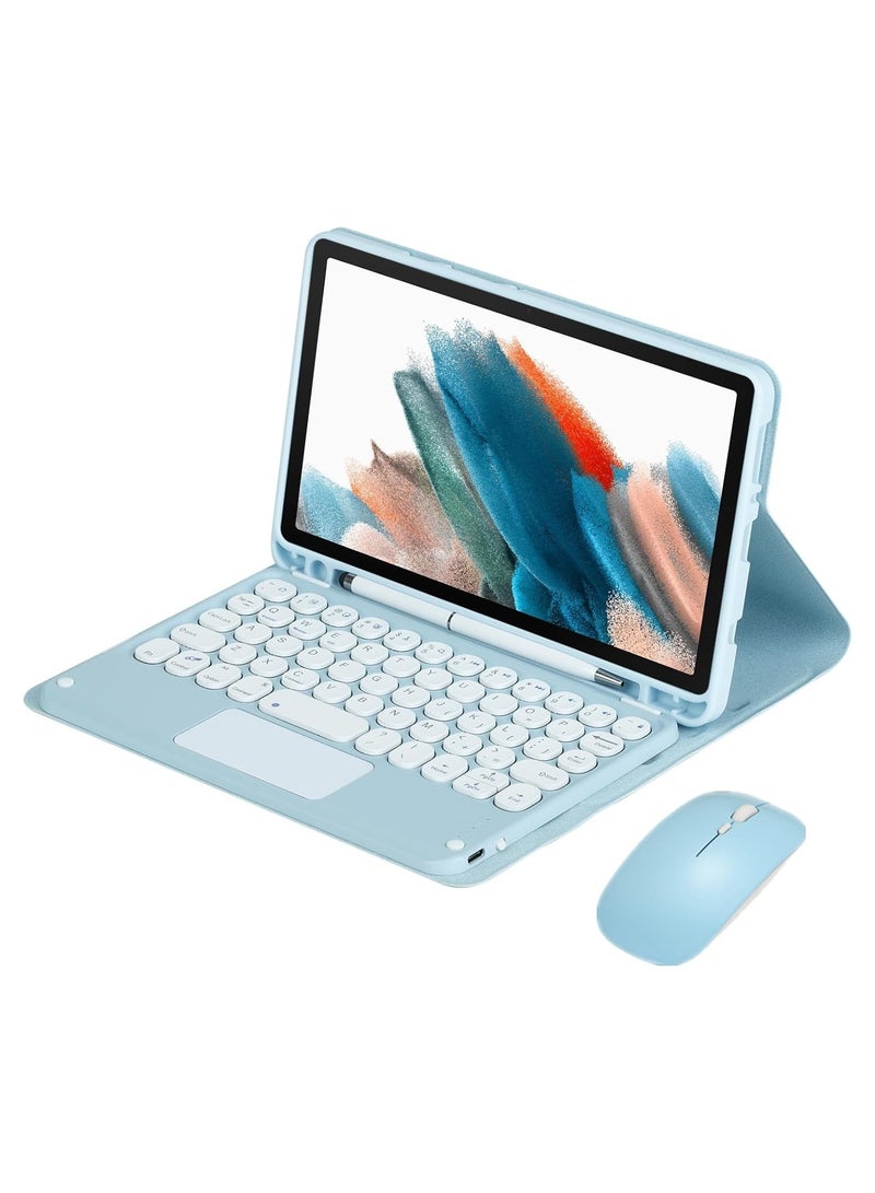 Arabic and English Touched Keyboard Case Compatible with Samsung Galaxy Tab A9 8.7 inch (SM-X110/X115),With Mouse Detachable Wireless Bluetooth Keyboard Pencil Holder Cover