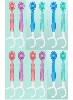 XIYU 12 Pcs 5-in-1 Disposable Toothbrushes Travel Toothbrush Oral Care with Floss Tongue Scraper Toothbrush, Tooth Flossing Inter Dental Brush with Toothpaste, Dental Floss Picks  - Image 1