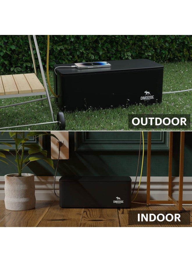 DMoose Cable Management Box - 2 Pack Medium & Large Cord Organizer for Desk & Floor, Cable Organizer Box for Child & Pet - Cable Box Hider for Tidy Office & Home, Power Strip Cover (Black - Pack of 2) - Image 4