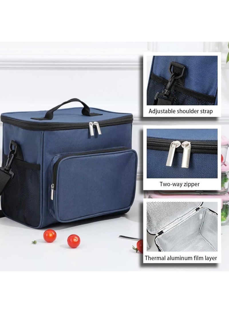 YelaJoy 12L Premium Lunch Boxes – Stylish Insulated Lunch Bags for Adults, Men & Women – 9.85x7.09x10.63inch High Capacity Lunch Cooler Bag for Work，Classic Blue - Image 3