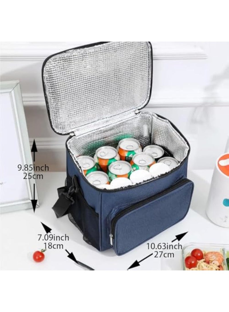 YelaJoy 12L Premium Lunch Boxes – Stylish Insulated Lunch Bags for Adults, Men & Women – 9.85x7.09x10.63inch High Capacity Lunch Cooler Bag for Work，Classic Blue - Image 2