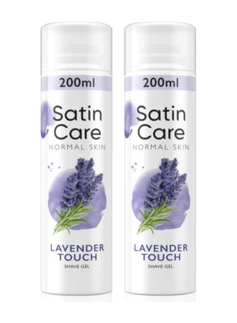 Gillette Satin Care Women's Shaving Gel Normal Skin Lavender Touch Pure and Delicate 200ml X2