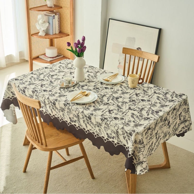 French Cream Style Rectangular Tablecloth Waterproof and Oil-Proof Dirt-Resistant Special-Shaped Lace Atmosphere Coffee Table Cover Black Berry Alien Lace Tablecloth