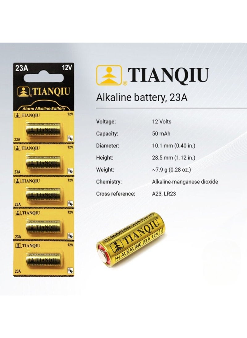 TIANQIU 5-Pieces Tianqiu 23A Alarm Alkaline 12V Batteries  - Image 2