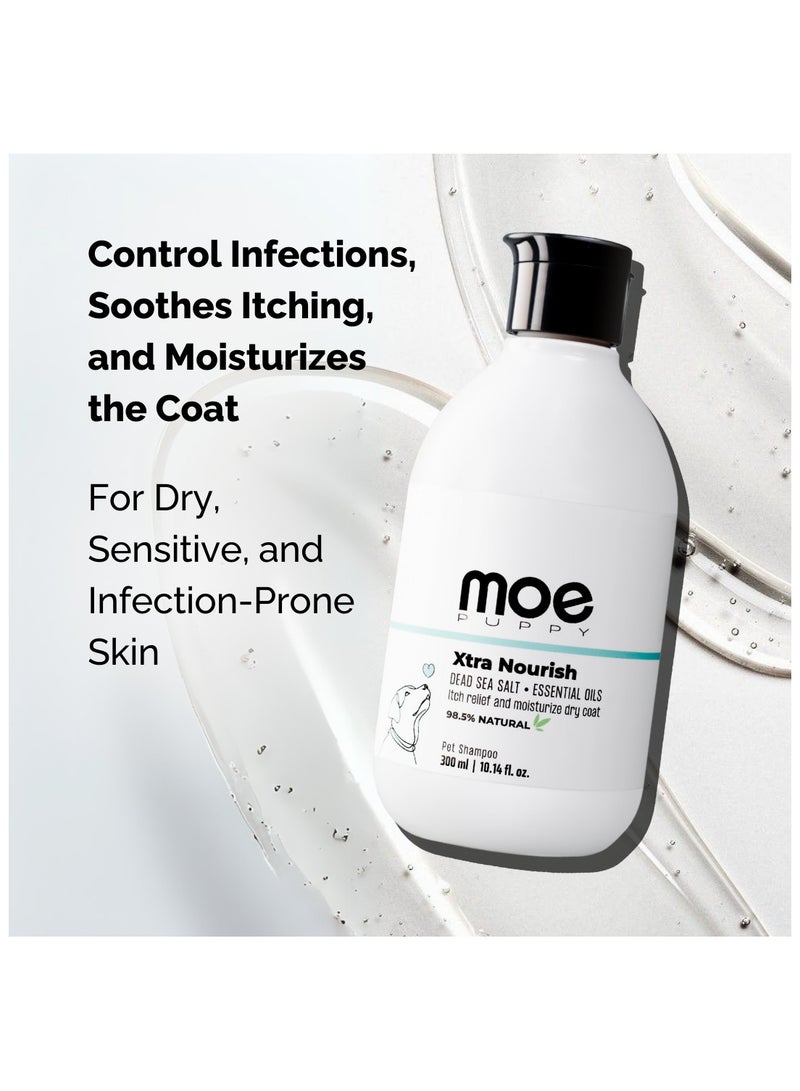 Moe Puppy Xtra Nourish Pet Shampoo for Itch Relief & Moisturize Dry Coat| Helps Soothe Itchy Skin | Sulfate & Paraben Free | pH Balanced for Dogs & Cats (300 ML) - Image 3