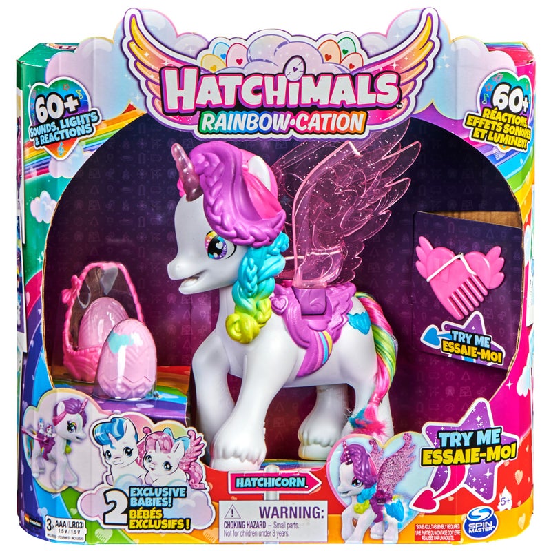 Hatchimals CollEGGtibles, Hatchicorn Unicorn Toy with Flapping Wings, Over 60 Lights & Sounds, 2 Exclusive Babies, Kids Toys for Girls Ages 5 and up - Image 2