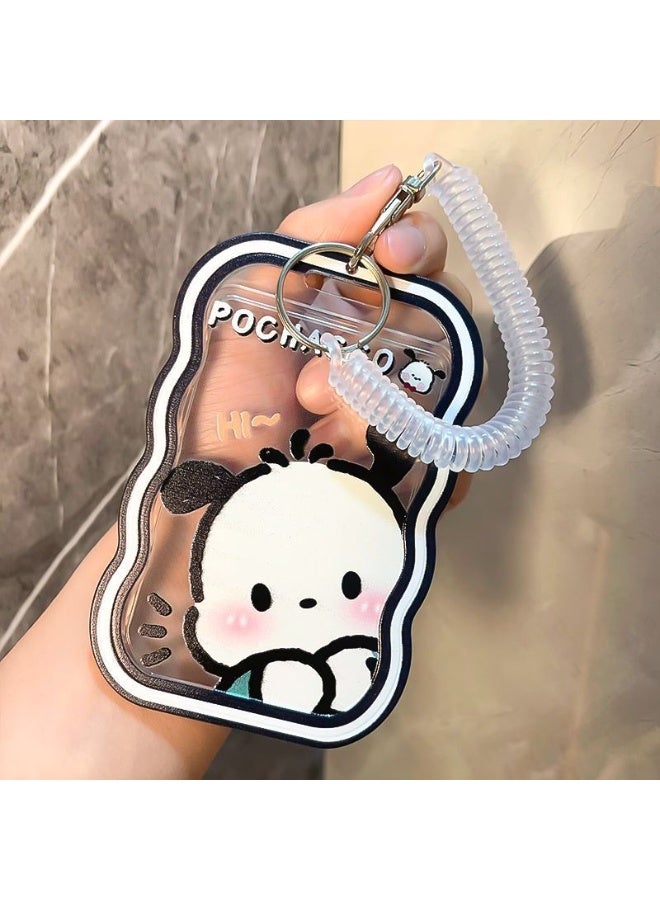 NIBEMINENT 1 - Piece Half A Pacchard Kpop Photo Card Holder Pendant Key Chain ID Badge Holder ID Card Holder Photo Card Protector for School ID Office ID Access Card for Women Girls