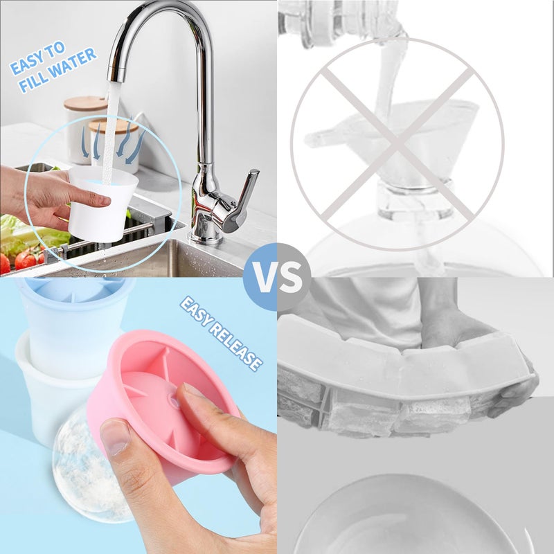 XIORRY (Upgrade) Ice Molds 6 PCS, Silicone Sphere Ice Mold Maker, Stackable Easy Release Circle Ice Cube Mold with Lids, Spherical Ice Makers with Lids for Whiskey, Cocktails, Bourbon, and Drinks - Image 3