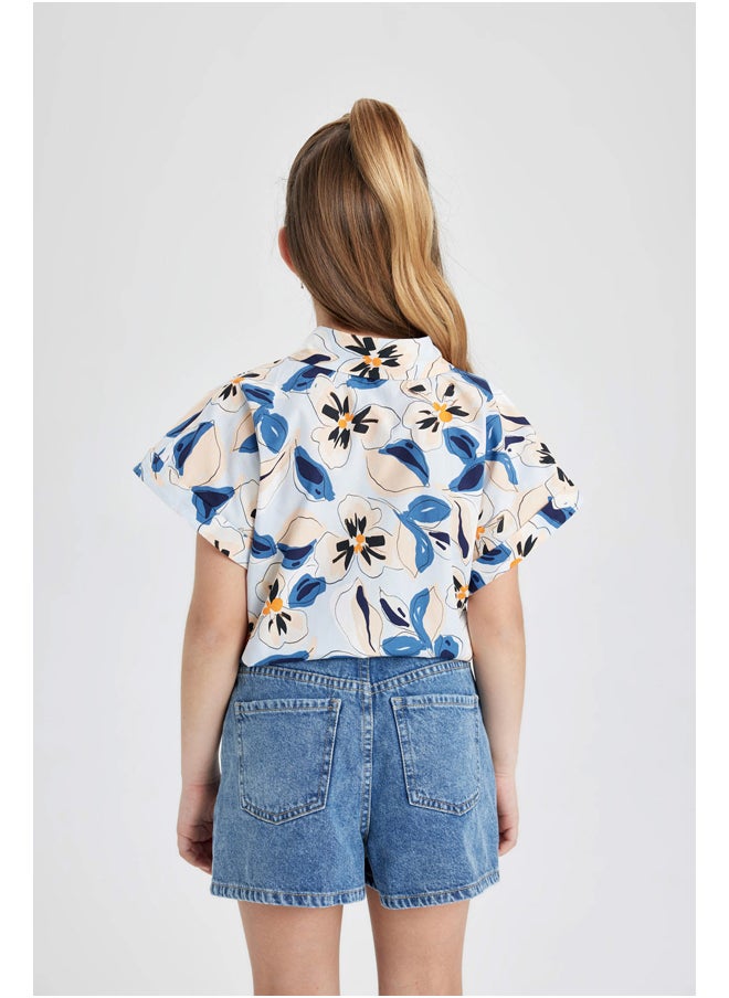 DeFacto - Girl Cropped Fit Woven Short Sleeve Shirt - Image 1