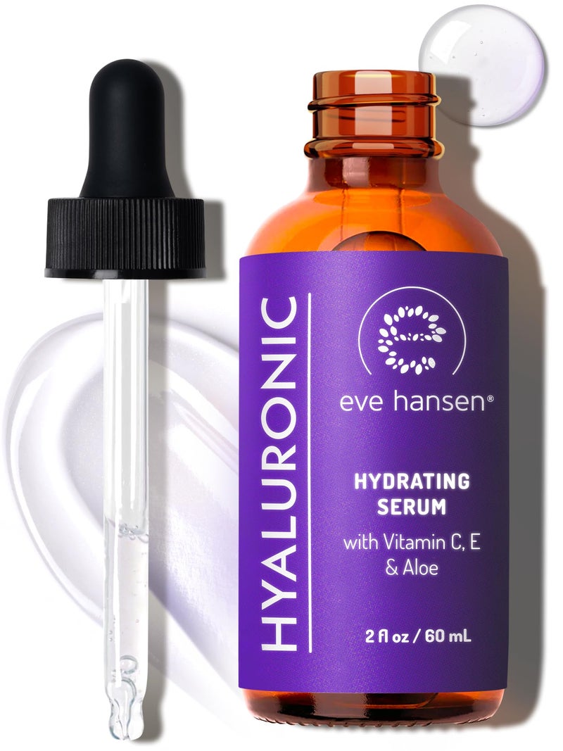 Eve Hansen Hyaluronic Acid Serum for Face | Hydrating Serum with Vitamin C & E | Anti-Aging Facial Moisturizer for Plumping & Wrinkle Care | Vegan & Cruelty-Free | 2 oz - Image 1