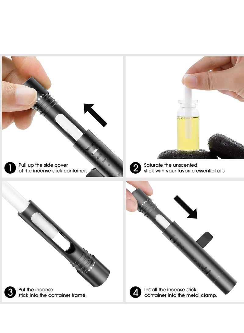 معطرات هواء السيارة، مجموعة مشابك معطرات السيارات مع 5 روائح زيوت عطرية و14 عصا لاعادة التعبئة، مشبك تهوية للسيارة للنساء والرجال، اكسسوارات تزيين عطور السيارات - Image 2