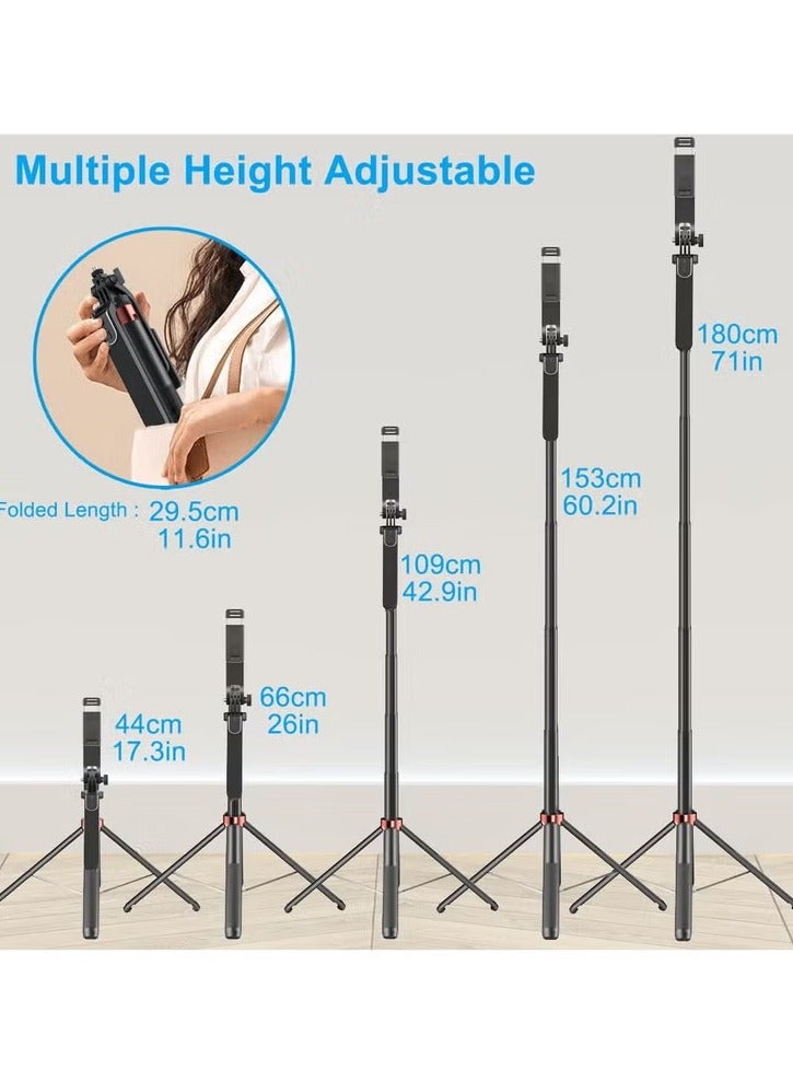 Arabest 71 inch Extra Long Selfie Stick Tripod Anti-shake Selfie Stick with Balance Handle,Quadripod Stand with Rechargeable Bluetooth Remote for Mobile Phone, Selfie Stick Tripod with 1/4 Screw - Image 5