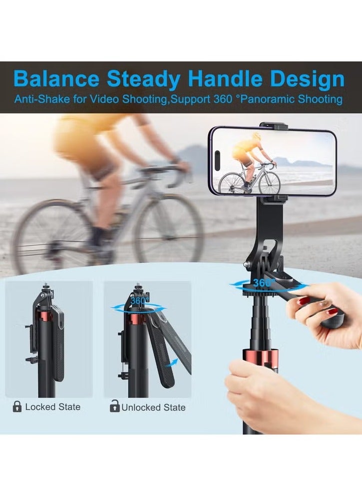 Arabest 71 inch Extra Long Selfie Stick Tripod Anti-shake Selfie Stick with Balance Handle,Quadripod Stand with Rechargeable Bluetooth Remote for Mobile Phone, Selfie Stick Tripod with 1/4 Screw - Image 4