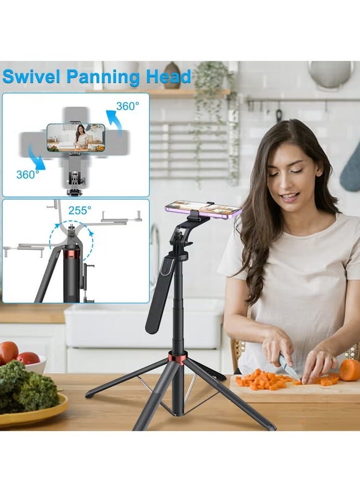 Arabest 71 inch Extra Long Selfie Stick Tripod Anti-shake Selfie Stick with Balance Handle,Quadripod Stand with Rechargeable Bluetooth Remote for Mobile Phone, Selfie Stick Tripod with 1/4 Screw - Image 3