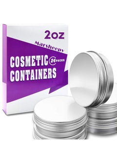 Marsheepy 2 oz/60ml 24 Pack Aluminum Balm Tins For Pill Storage, Jar Containers with Screw Thread Lid for Lip Balm, Cosmetic, Candles, Aluminum Tin Cans Containersor for Salve and Spices 