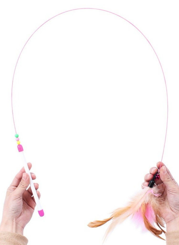 1pc Cat Feather Toys Retractable Interactive Cat Toys for Indoor Cats, Cute Cat Chew Toys, Kitten Fun Door Hanging, Wire Chaser Wand Teaser Feather Toy - Image 4