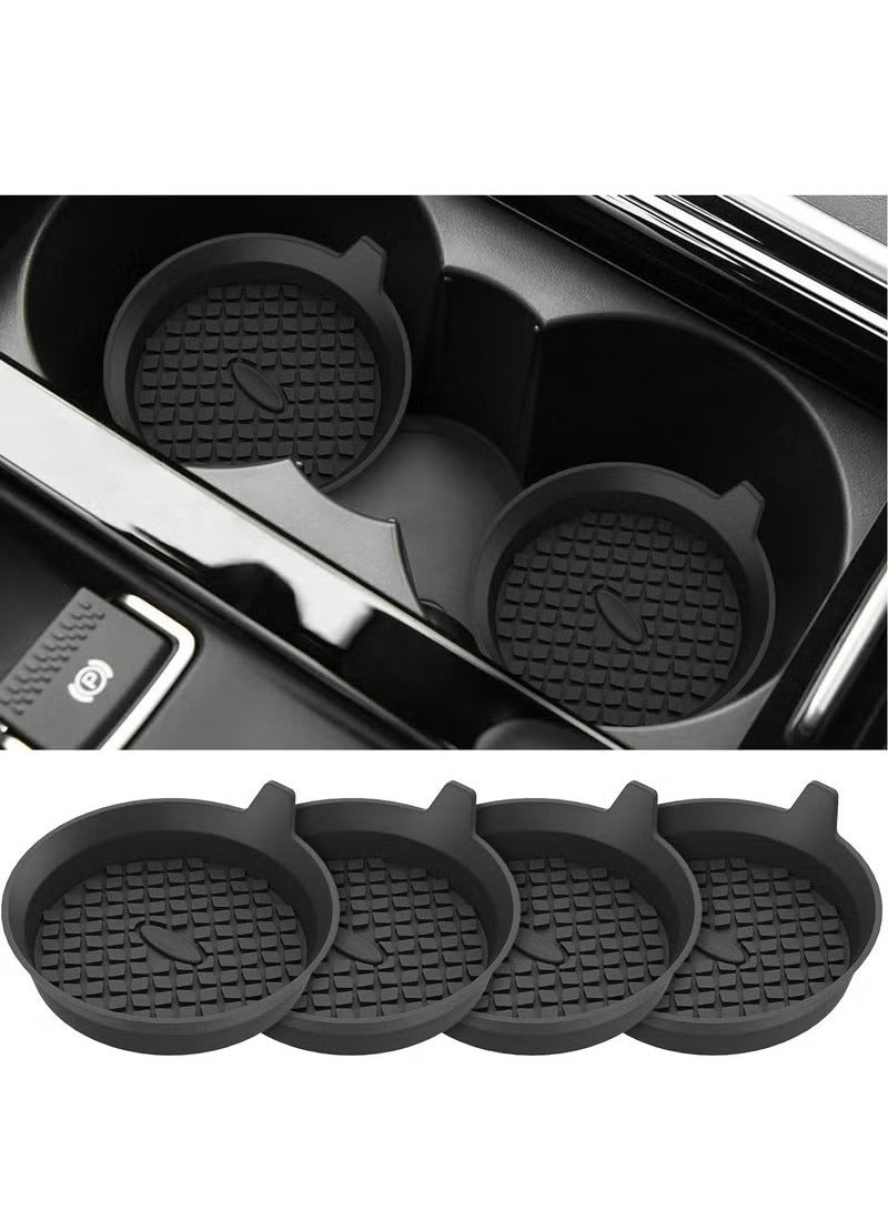 Car Coasters 4 Pack Silicone Car Cup Coasters Cup Mats Universal Non Slip Recessed Car Interior Accessories Car Cup Holder Insert Coasters Black - Image 1