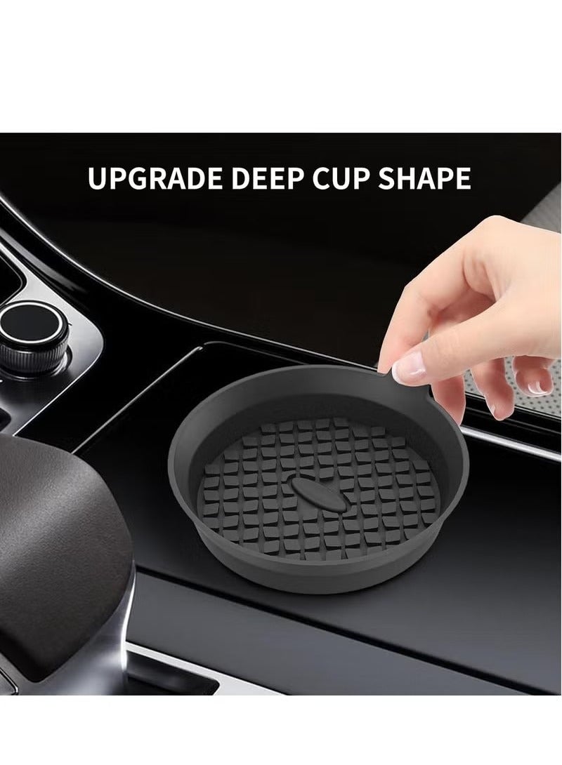 Car Coasters 4 Pack Silicone Car Cup Coasters Cup Mats Universal Non Slip Recessed Car Interior Accessories Car Cup Holder Insert Coasters Black - Image 2