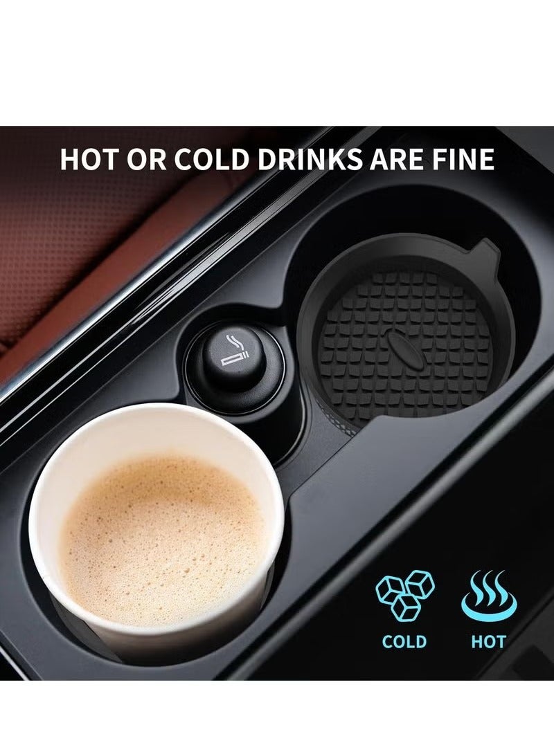 Car Coasters 4 Pack Silicone Car Cup Coasters Cup Mats Universal Non Slip Recessed Car Interior Accessories Car Cup Holder Insert Coasters Black - Image 3