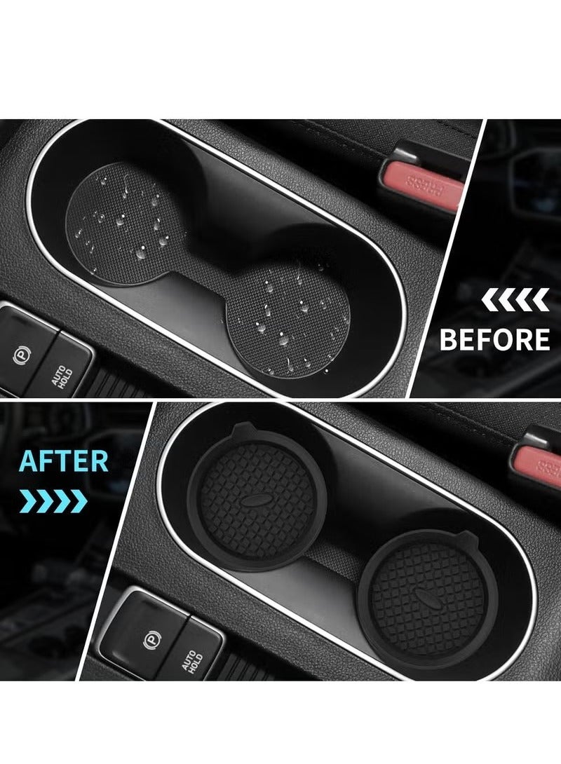 Car Coasters 4 Pack Silicone Car Cup Coasters Cup Mats Universal Non Slip Recessed Car Interior Accessories Car Cup Holder Insert Coasters Black - Image 4