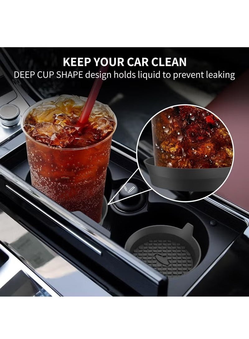Car Coasters 4 Pack Silicone Car Cup Coasters Cup Mats Universal Non Slip Recessed Car Interior Accessories Car Cup Holder Insert Coasters Black - Image 5