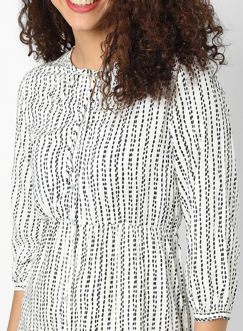 Pinacolada  Women's Ivory White & Midnight Black Chalk Striped Midi Dress for Women | Best Price UAE