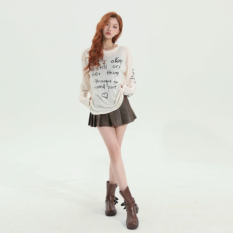 2024 American Style Retro Loose Printed Sunscreen Long-Sleeved T-Shirt Women'S Thin Slimming Air Conditioning Blouse - Image 3