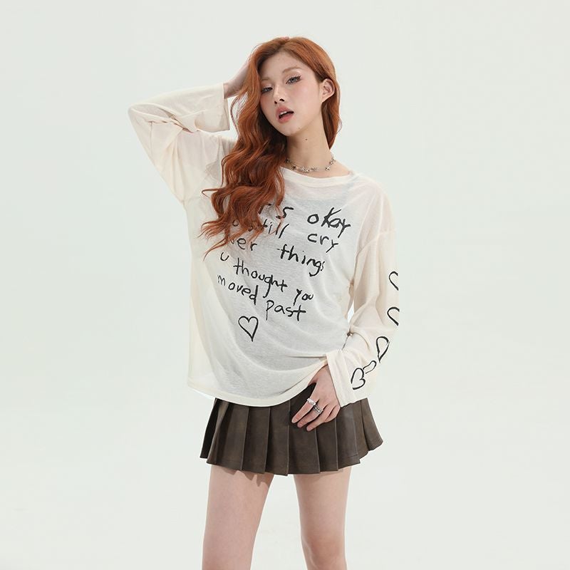2024 American Style Retro Loose Printed Sunscreen Long-Sleeved T-Shirt Women'S Thin Slimming Air Conditioning Blouse - Image 1