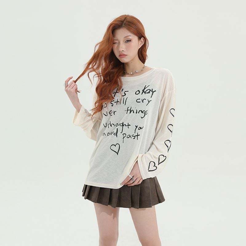 2024 American Style Retro Loose Printed Sunscreen Long-Sleeved T-Shirt Women'S Thin Slimming Air Conditioning Blouse - Image 2