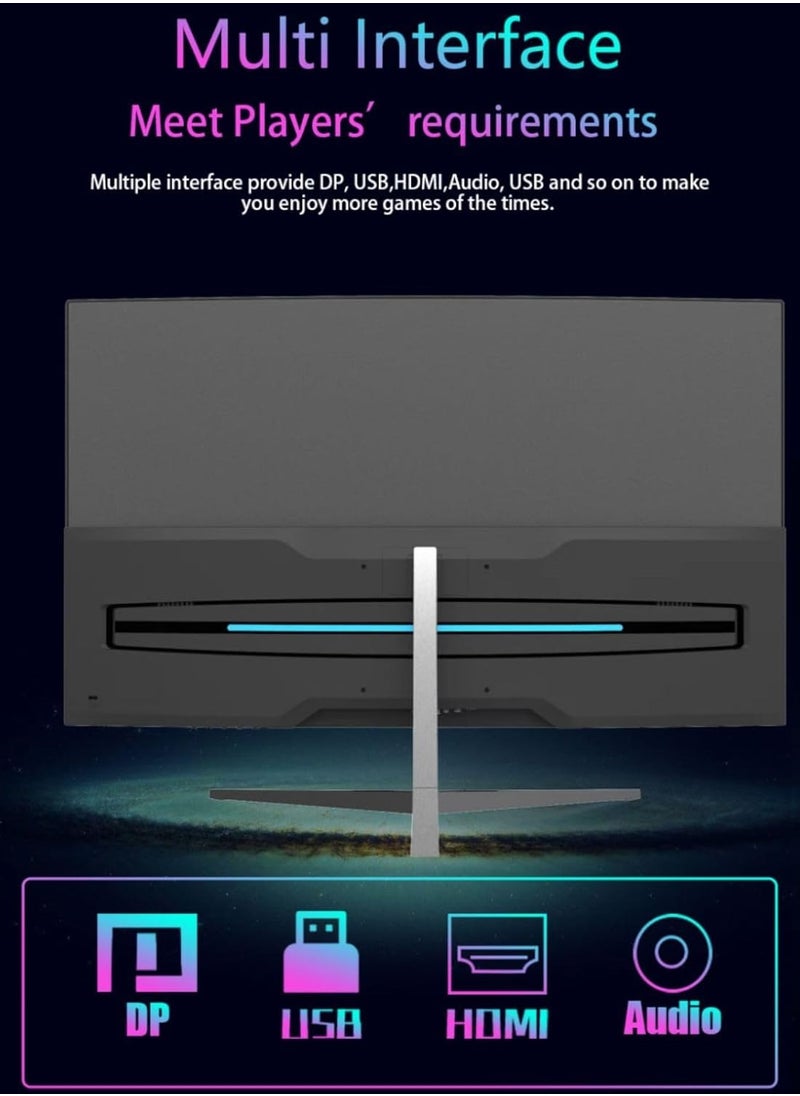 Ahuamty - 27" Curved Monitor, Full HD(2560 * 1440P) 165Hz High Refresh Rate Professional Gaming Computer Monitor,3Sides Frameless,Flicker-less,Blue Light Filter,for Office&Gaming(DP,HDMI) Black - Image 1
