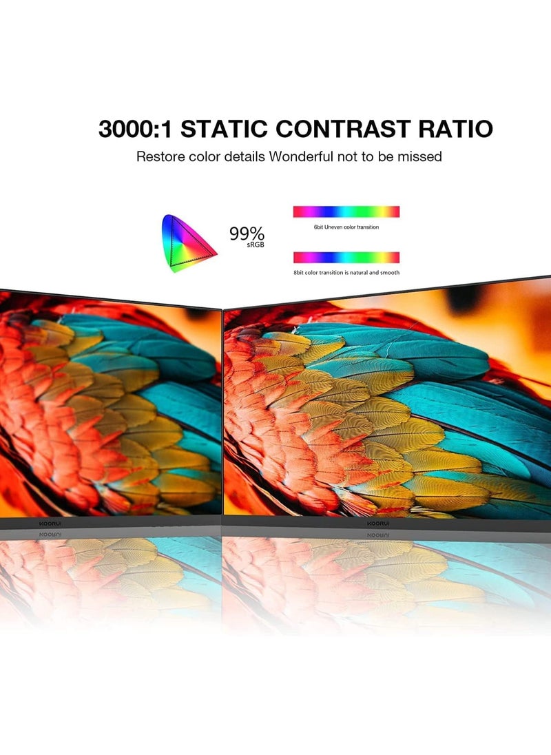 Ahuamty - 27" Curved Monitor, Full HD(2560 * 1440P) 165Hz High Refresh Rate Professional Gaming Computer Monitor,3Sides Frameless,Flicker-less,Blue Light Filter,for Office&Gaming(DP,HDMI) Black - Image 1