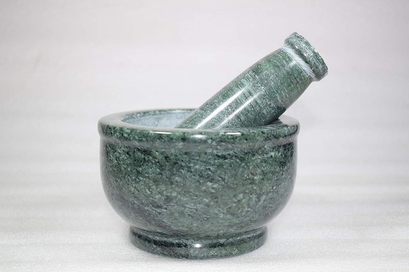 Pooja Creation Green Marble Multipurpose Mortar Pestle Set (5inch) - Image 3