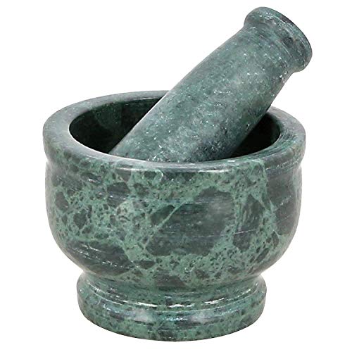 Pooja Creation Green Marble Multipurpose Mortar Pestle Set (5inch) - Image 1