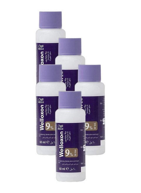 Welloxon Perfect Developer 9% (30 Vol) – Pack of 5 × 60 ml – Thick Cream Developer for 2‑Level Lift, Optimized for Koleston/Hair Color & Lightener