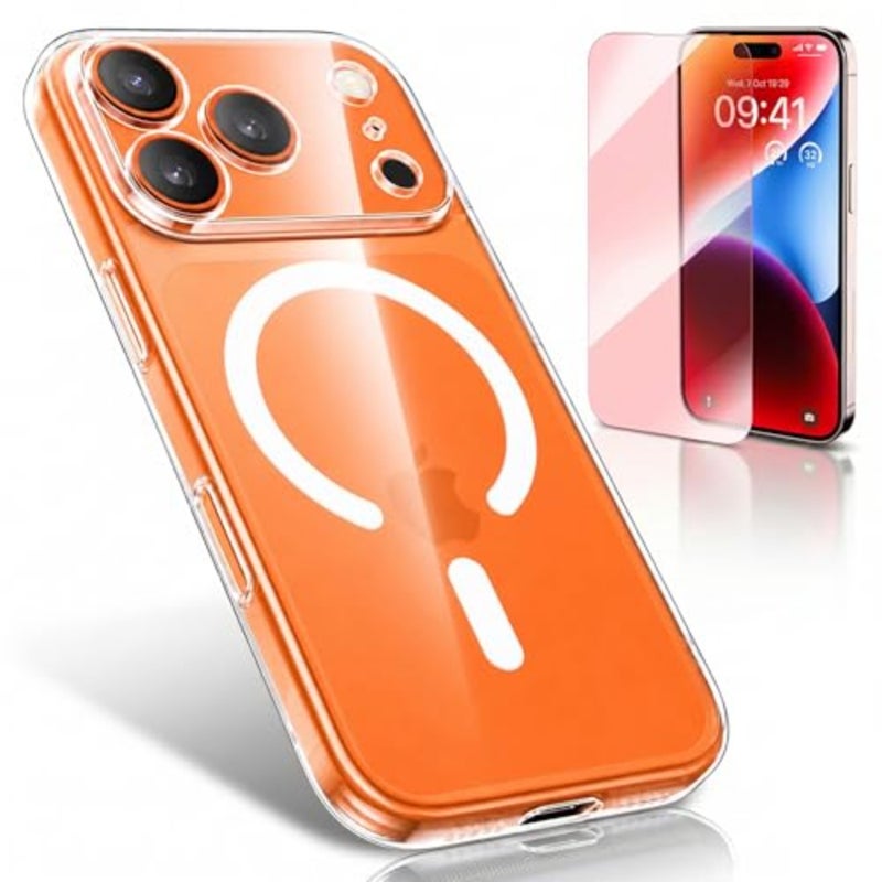 iPhone 17 Pro MagSafe Clear Case with Red Light Screen Protector Bundle Shockproof Transparent Cover, Anti-Yellow Slim Design, Scratch Resistant, Full Protection Set - Image 1