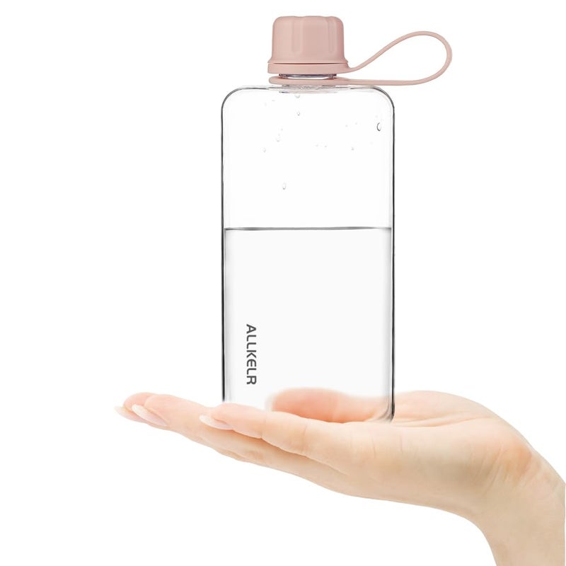ALLKELR Portable Flat Water Bottle,BPA Free Reusable Tritan Plastic Travel Water Bottle Cup,Lightweight Leakproof Slim Water Bottles Fits Purse,Backpacking,Hiking (Pink, 13.5 oz) - Image 2