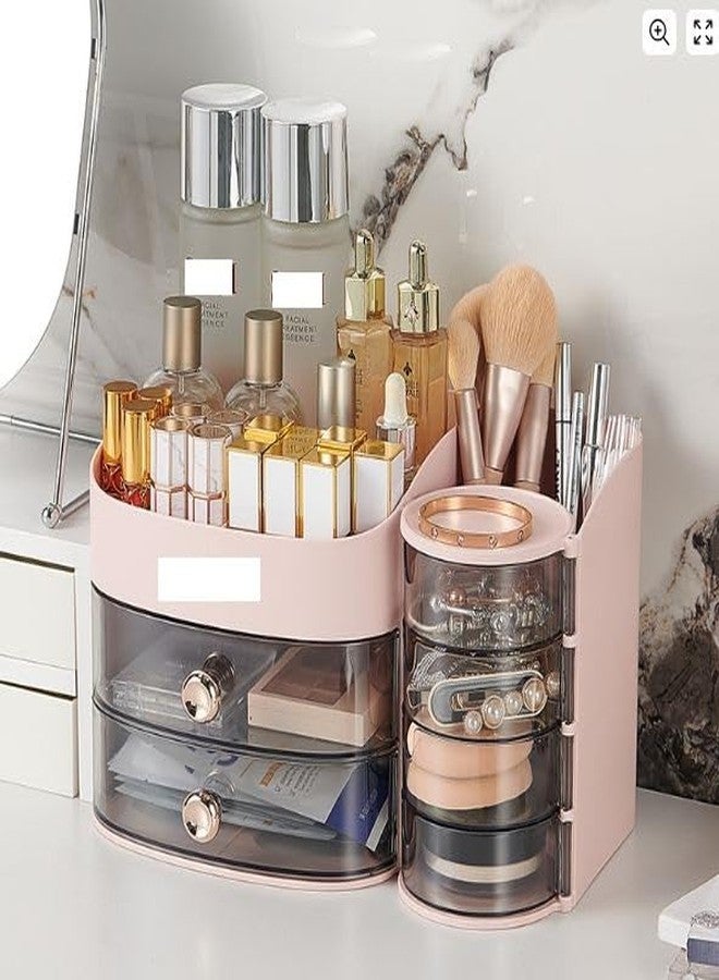 Crobat Cosmetics Household Storage Box Turntable Split Lattice Drawer Type Internet Celebrity Desktop Dressing Table Skin Care Layered Storage Rack - Image 2