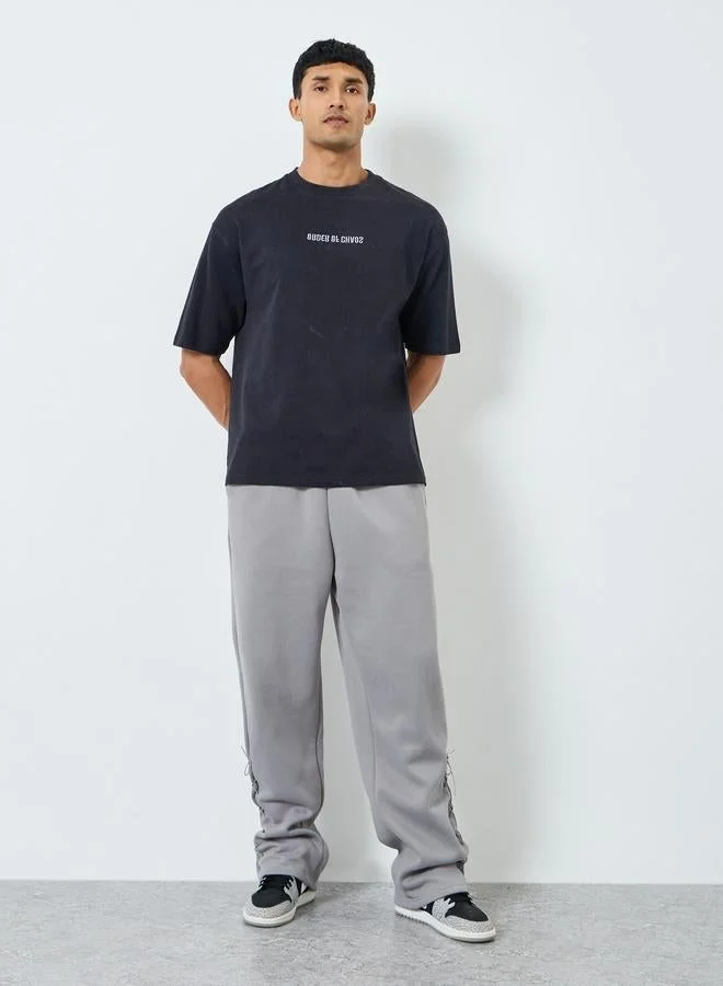 Styli Men Oversized Acid Wash Terry T-Shirt