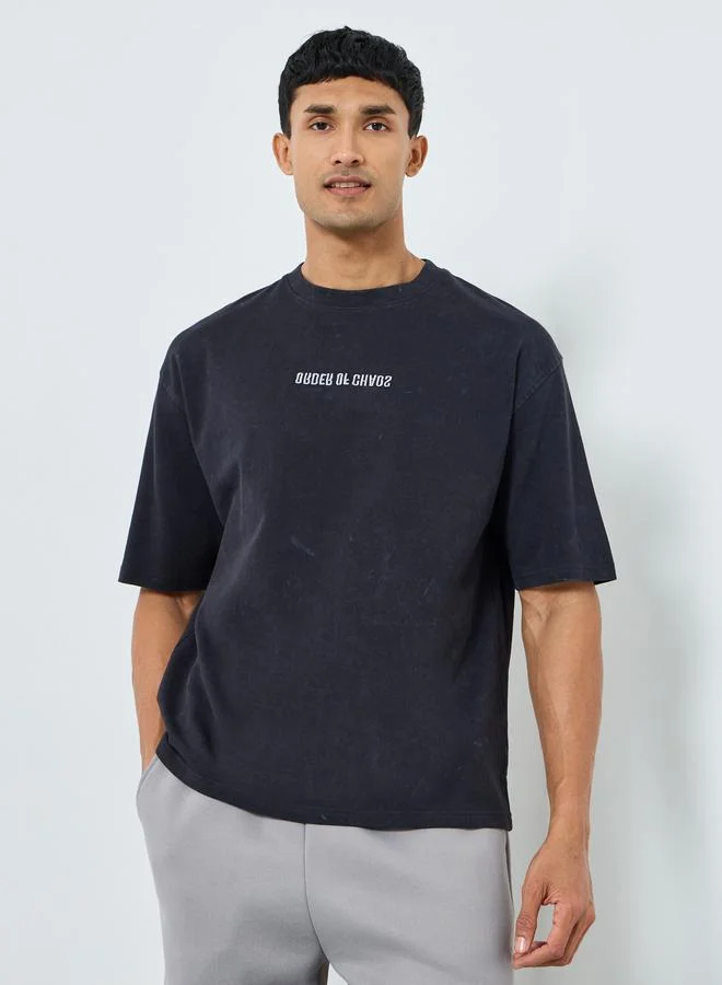 Styli Men Oversized Acid Wash Terry T-Shirt