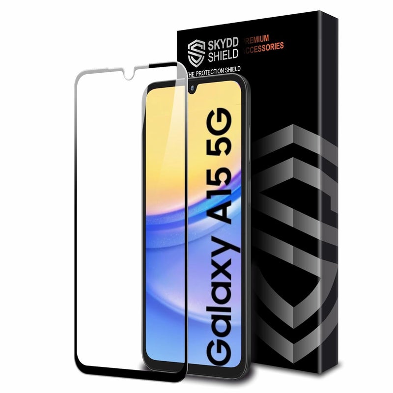 Skyddshield Military-Grade Gorilla Tempered Glass For Samsung Galaxy A15, Galaxy F15 and Galaxy M15 (6.5 Inch) With Installation Kit | Edge to Edge Coverage | Black - Image 1