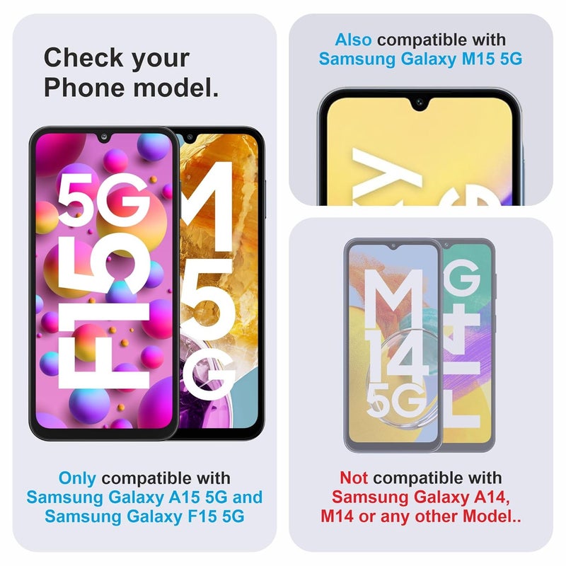Skyddshield Military-Grade Gorilla Tempered Glass For Samsung Galaxy A15, Galaxy F15 and Galaxy M15 (6.5 Inch) With Installation Kit | Edge to Edge Coverage | Black - Image 2