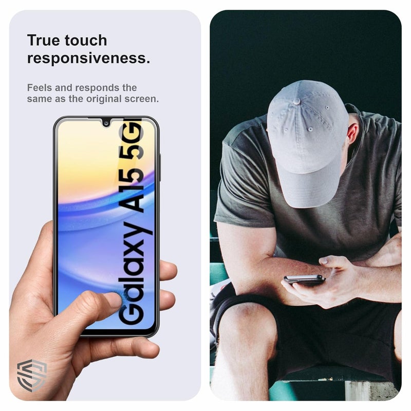 Skyddshield Military-Grade Gorilla Tempered Glass For Samsung Galaxy A15, Galaxy F15 and Galaxy M15 (6.5 Inch) With Installation Kit | Edge to Edge Coverage | Black - Image 4