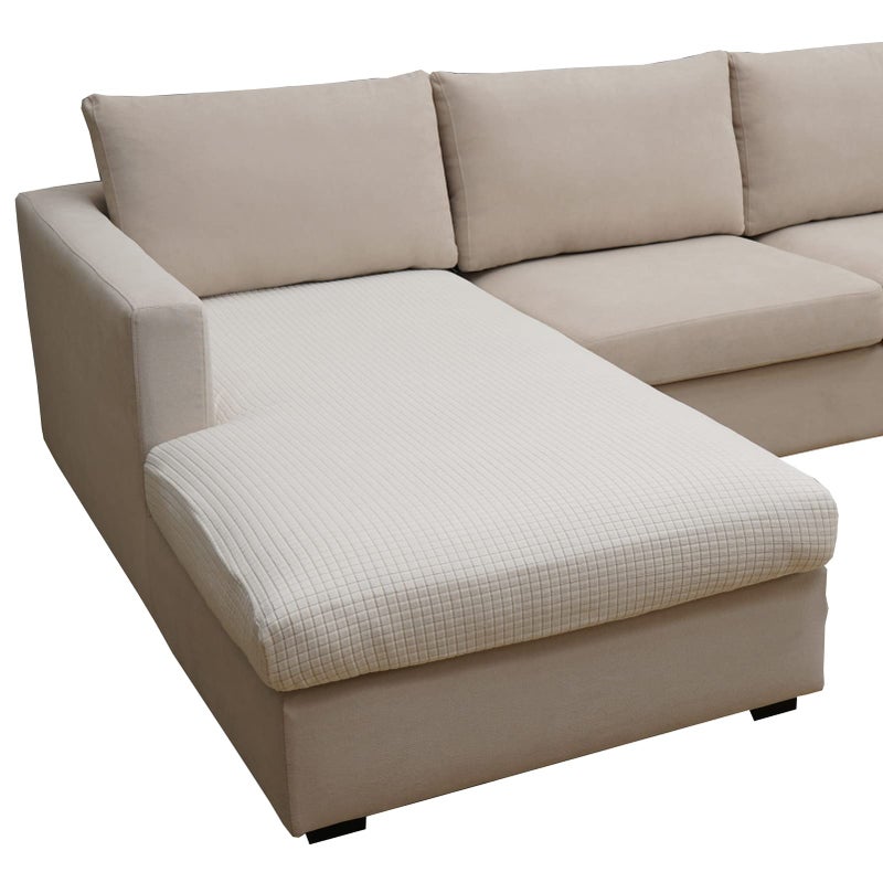 Eismodra Sectional Couch Covers Chaise Cushion Cover for Sofa L Shape Chaise Lounge Magic Stretch 3 Cushion Couch Slipcover for Dogs L Shaped Replacement ProtectorCream White XLargeOnly 1 Piece