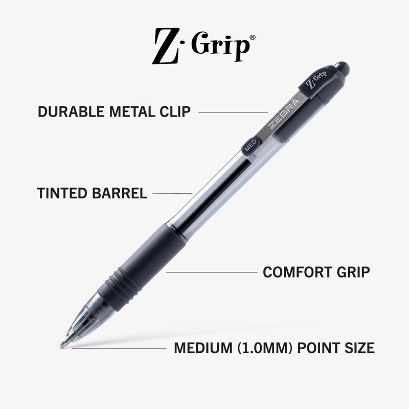 Zebra Pen Z-Grip Retractable Ballpoint Pen, Smooth-Flowing Black/Blue/Red Ink, 1.0mm Medium Point, School Supplies, Teacher Supplies, and Office Supplies, 48-Pack (22048) - Image 3